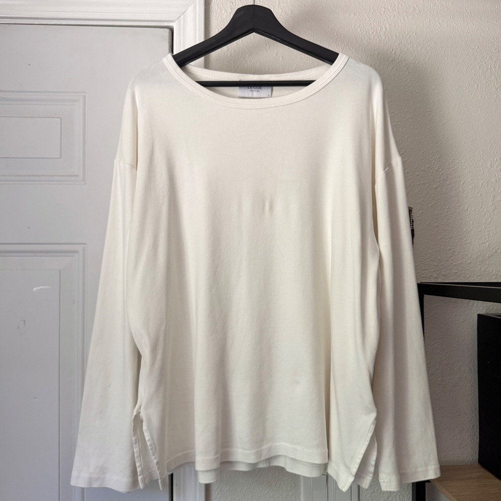 LEGOE HERITAGE white boat crew neck boxy oversized long sleeve tee t-shirt top